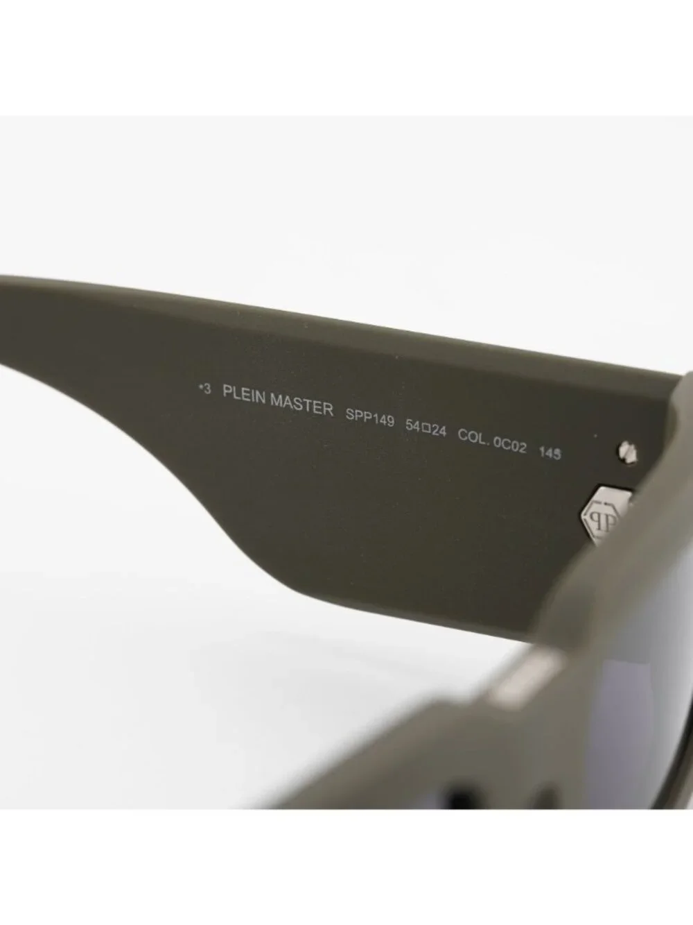 Philipp Plein SPP149 0C02 Unisex Sunglasses Green Rectangle Frame, Blue Lenses